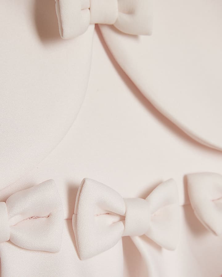 Baby Girls Pink Bear Bow Floral Dress