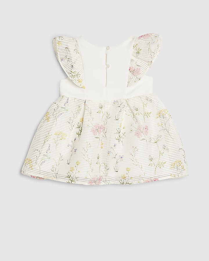 Baby Girls White Floral Burnout Dress