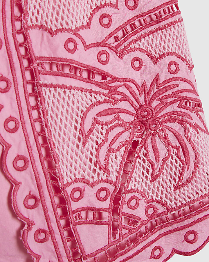 Mini Girls Pink Palm Tree Shirt & Short Set