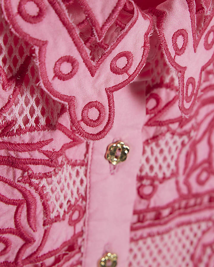 Mini Girls Pink Palm Tree Shirt & Short Set