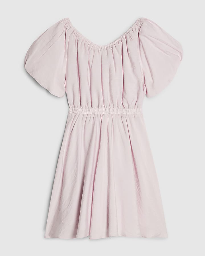 Girls Blue Chiffon Belted Dress