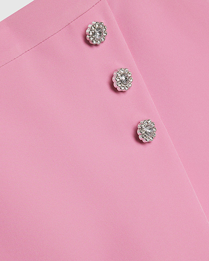 Girls Pink Button Skort
