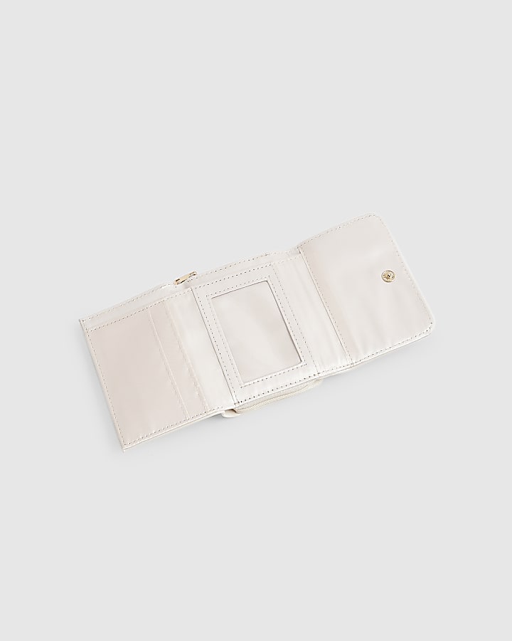 Girls Cream Monogram Bow Purse
