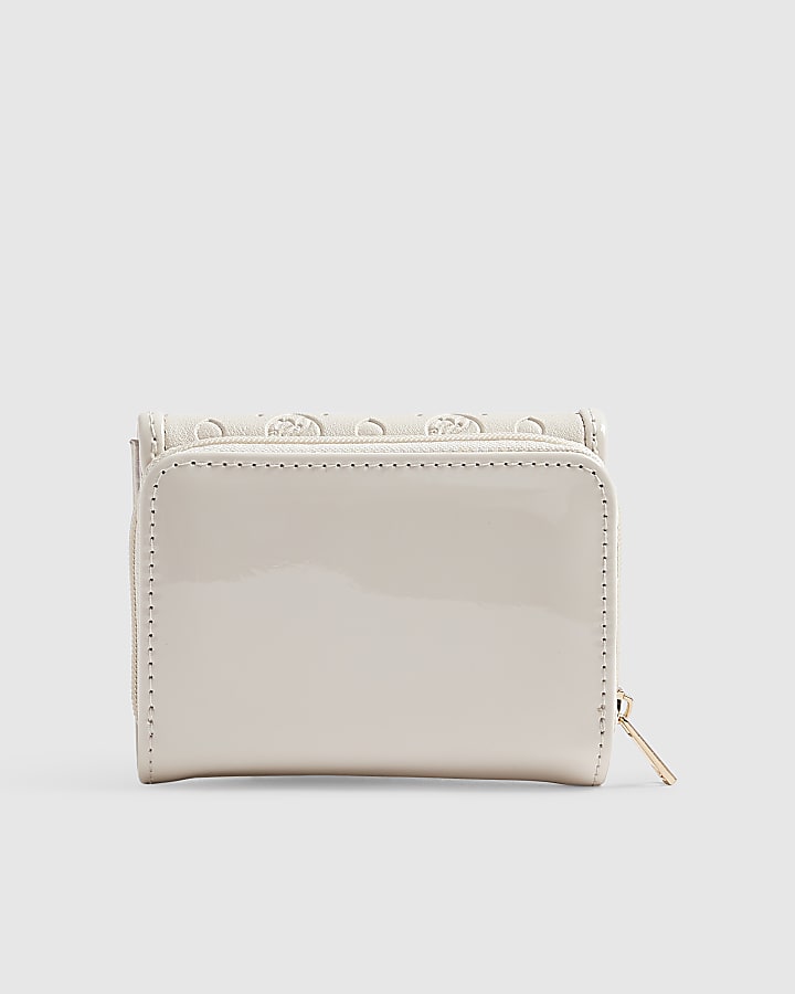 Girls Cream Monogram Bow Purse