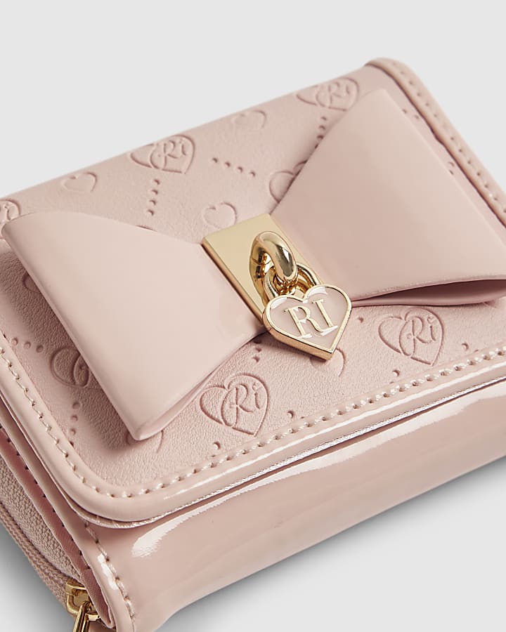 Girls Pink RI Bow Monogram Purse