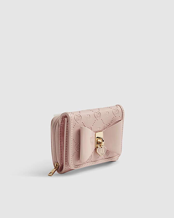 Girls Pink RI Bow Monogram Purse