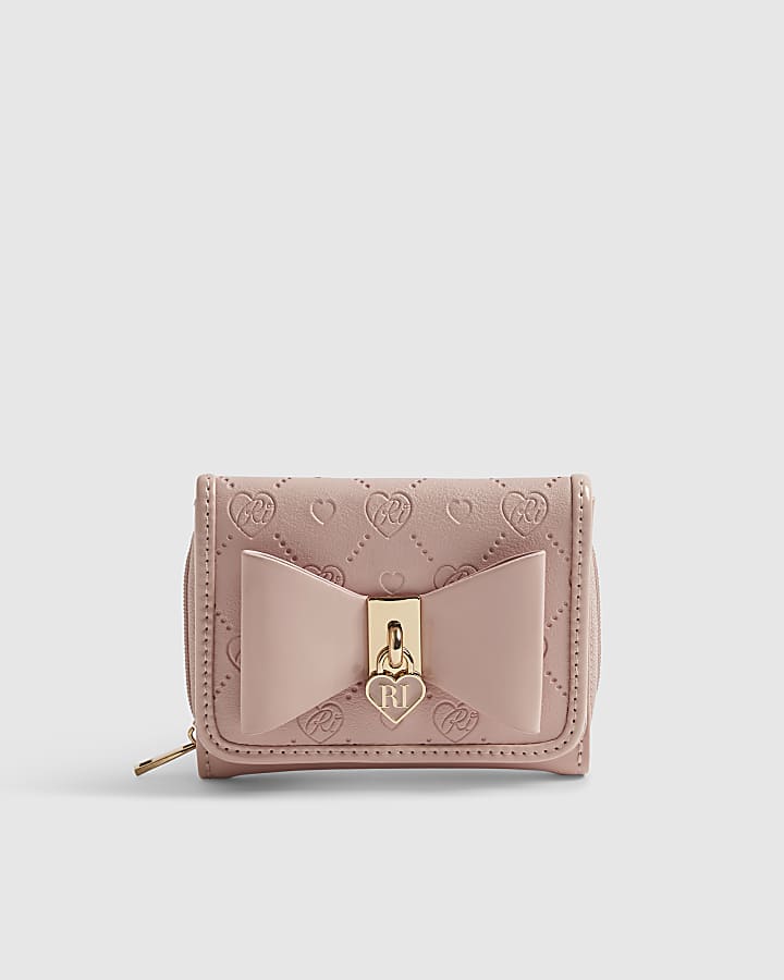 Girls Pink RI Bow Monogram Purse