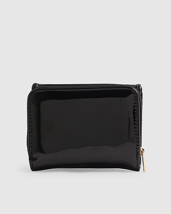 Girls Black Bow Monogram Purse