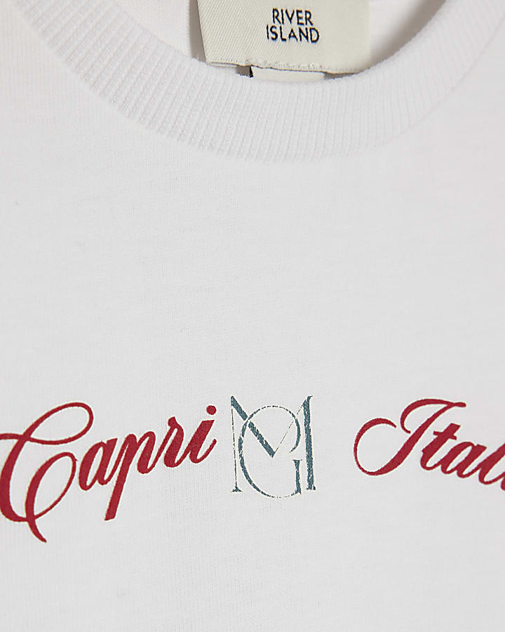 Mini Boys White Boat T-Shirt