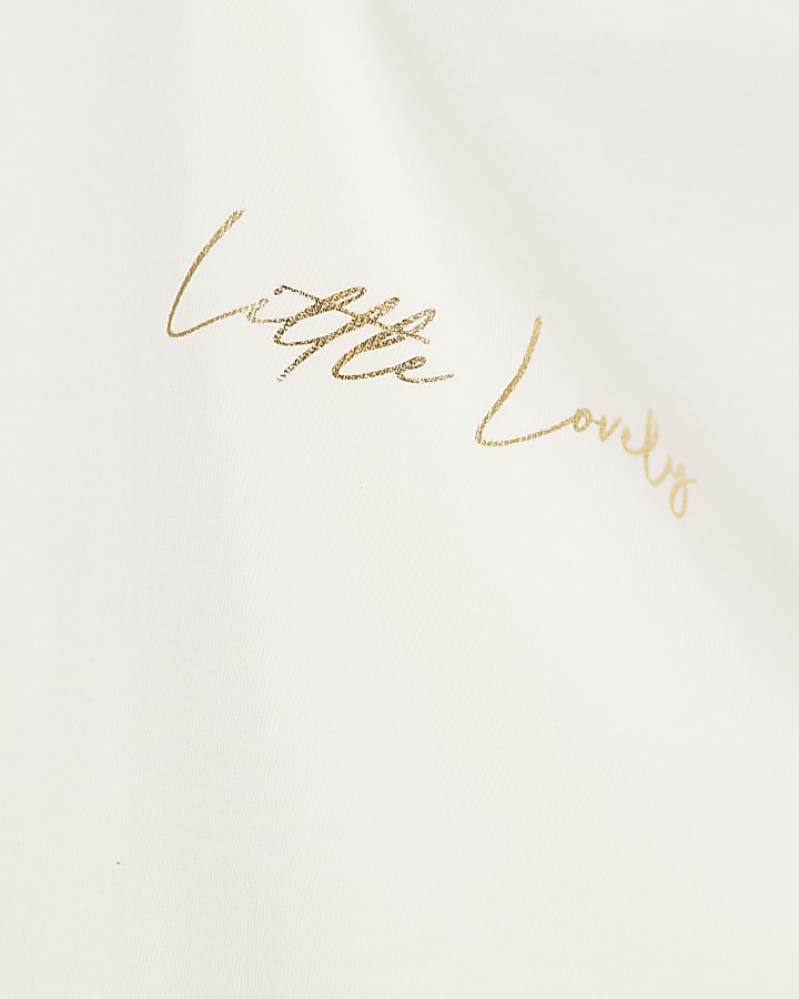 Mini Girls White Tulle Hem T-Shirt