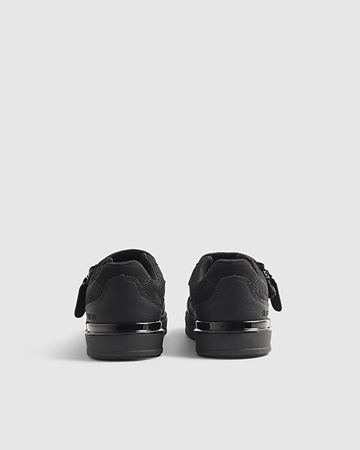 Boys Black Double Velcro Trainers