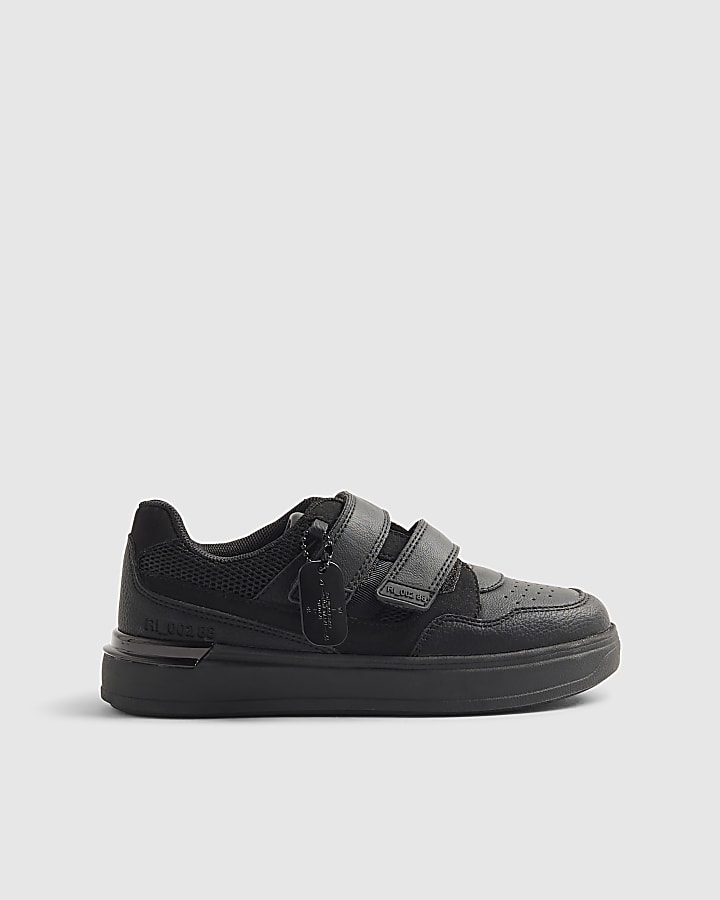 Boys Black Double Velcro Trainers