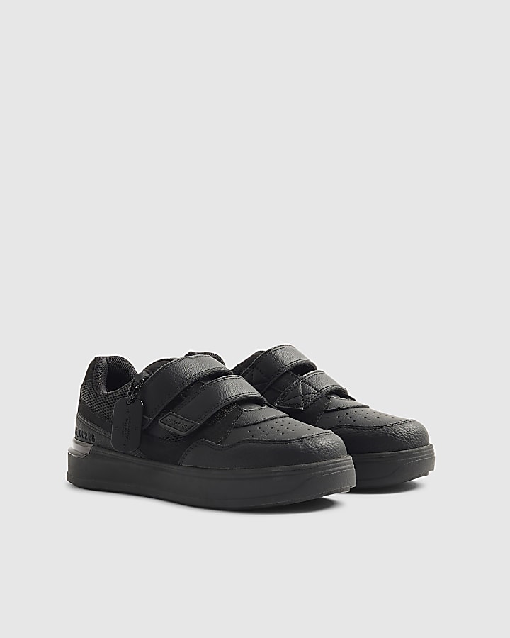 Boys Black Double Velcro Trainers