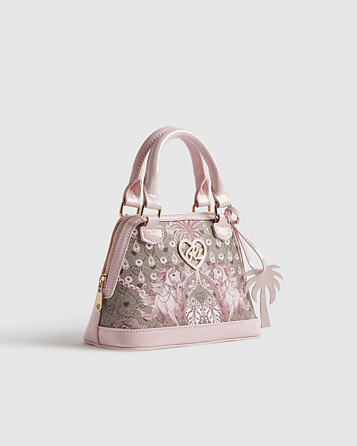 Girls Brown Monogram Horse Print Bag