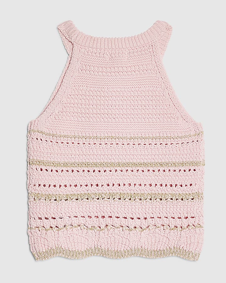 Mini Girls Pink Charm Crochet Top