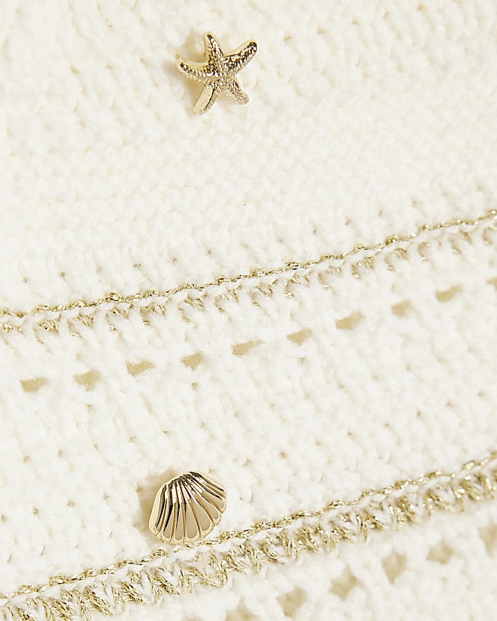 Mini Girls Cream Charm Crochet Top