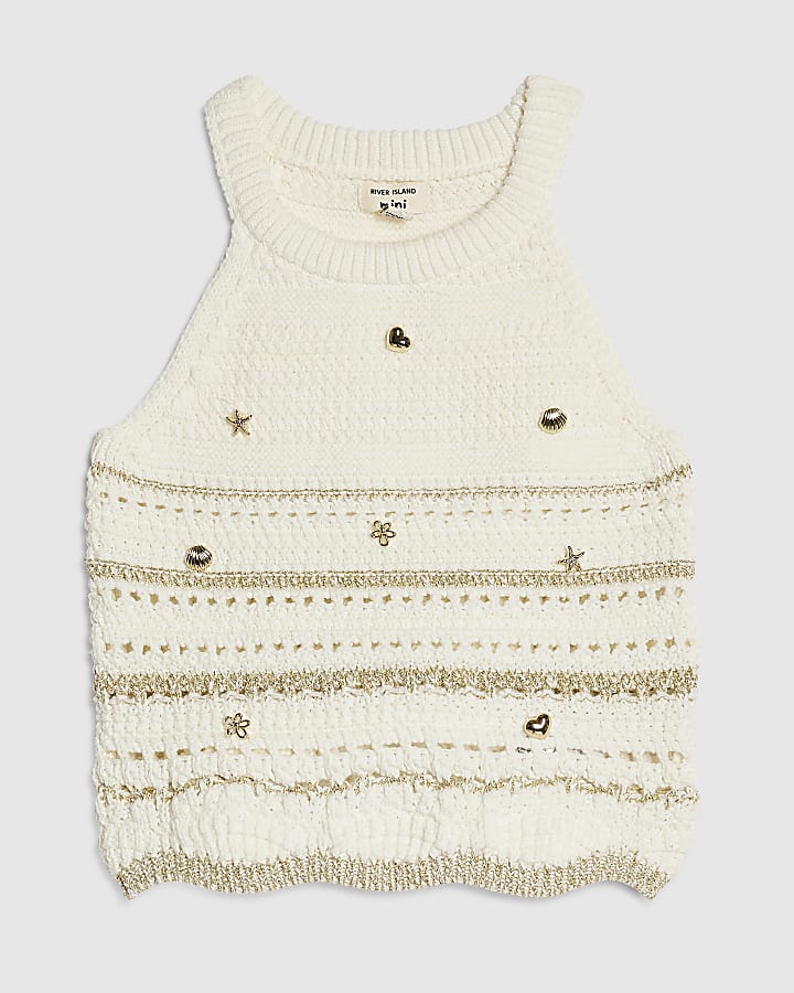 Mini Girls Cream Charm Crochet Top