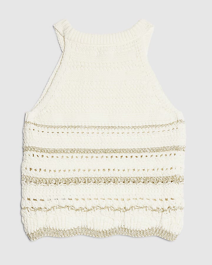 Mini Girls Cream Charm Crochet Top