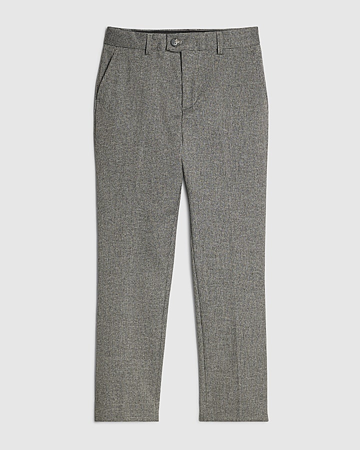Boys Grey Dogtooth Suit Trousers