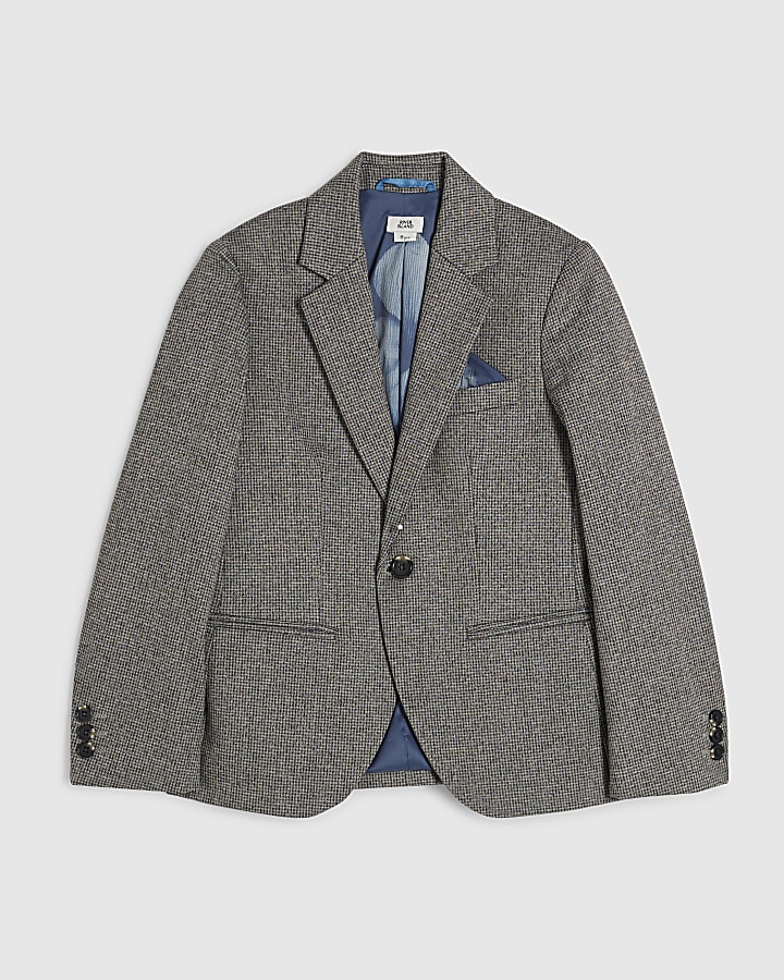 Boys Grey Puppytooth Suit Jacket