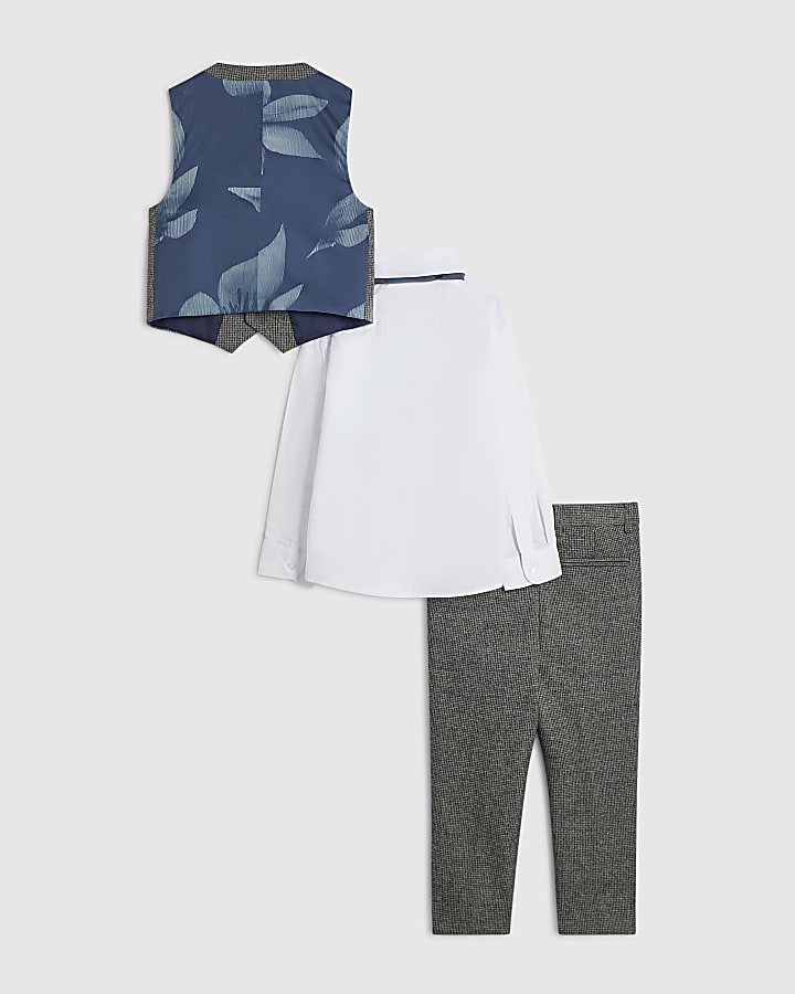 Mini Boys Grey Tailored Waistcoat 4 Piece Set