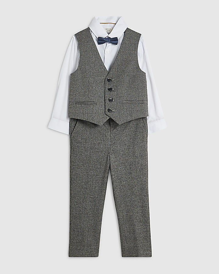 Mini Boys Grey Tailored Waistcoat 4 Piece Set