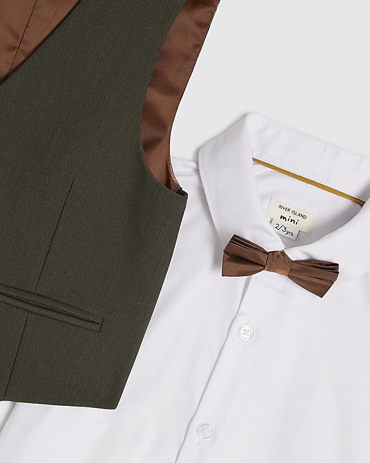 Mini Boys Green Tailored Waistcoat Set Of 3