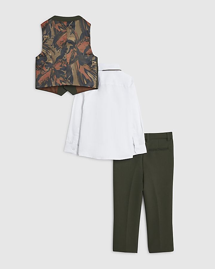Mini Boys Green Waistcoats Suit 4 Piece Set