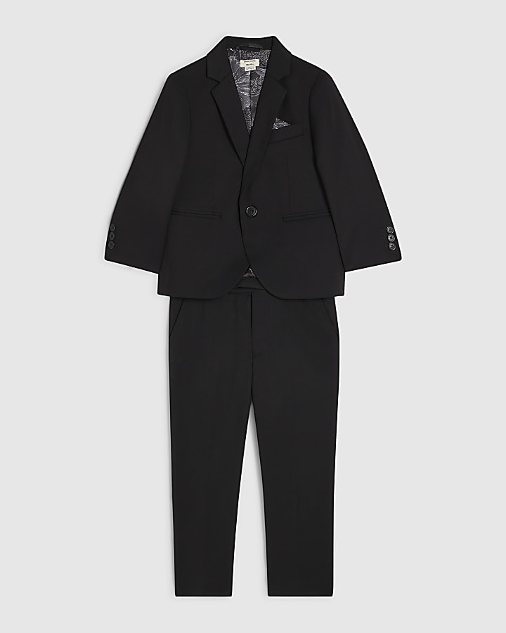 Mini Boys Black Blazer and Trousers Suit Set