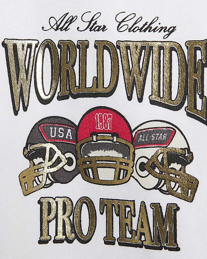 Boys White Worldwide Helmet T-Shirt