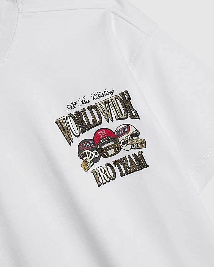 Boys White Worldwide Helmet T-Shirt