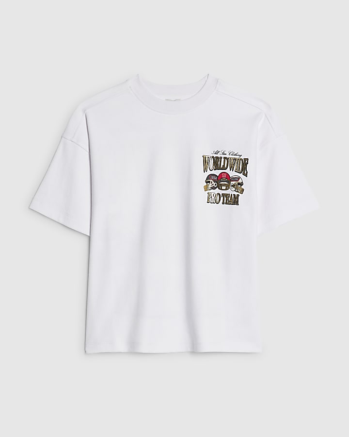 Boys White Worldwide Helmet T-Shirt