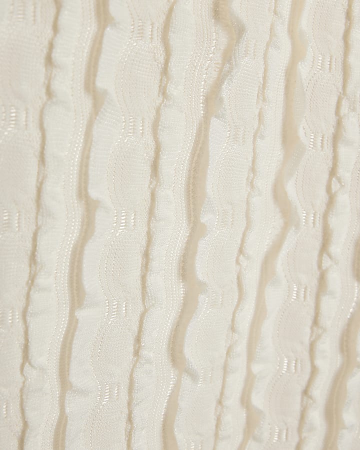 Girls Cream Sequin Floral Set