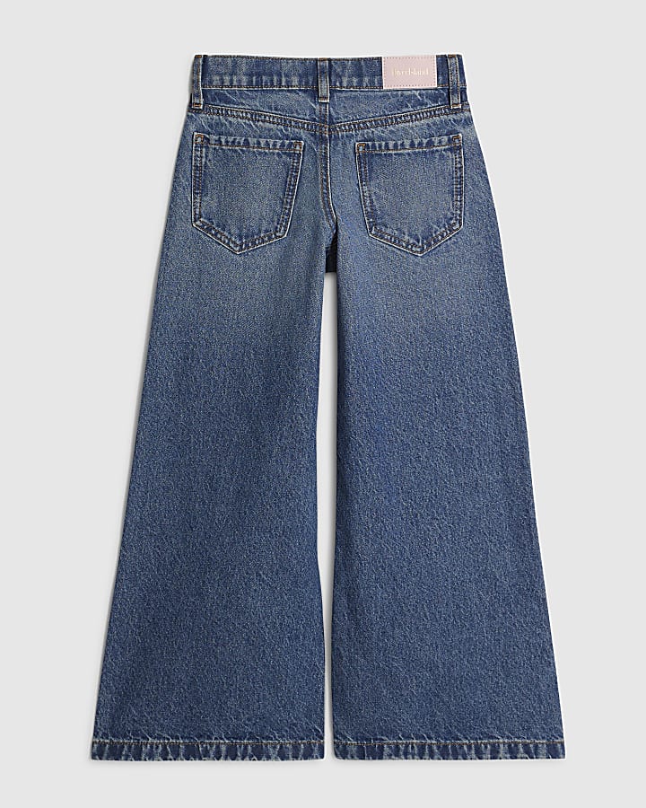 Girls Wide Leg Bow Keychain Jeans