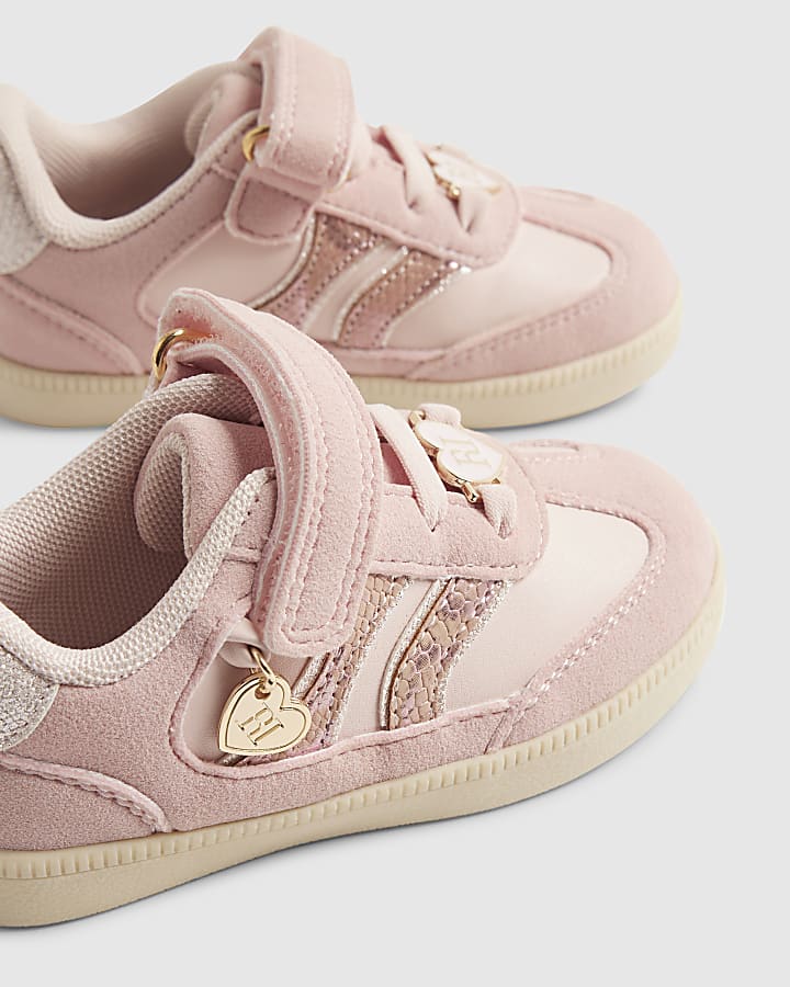Mini Girls Pink Snake Print Trainers