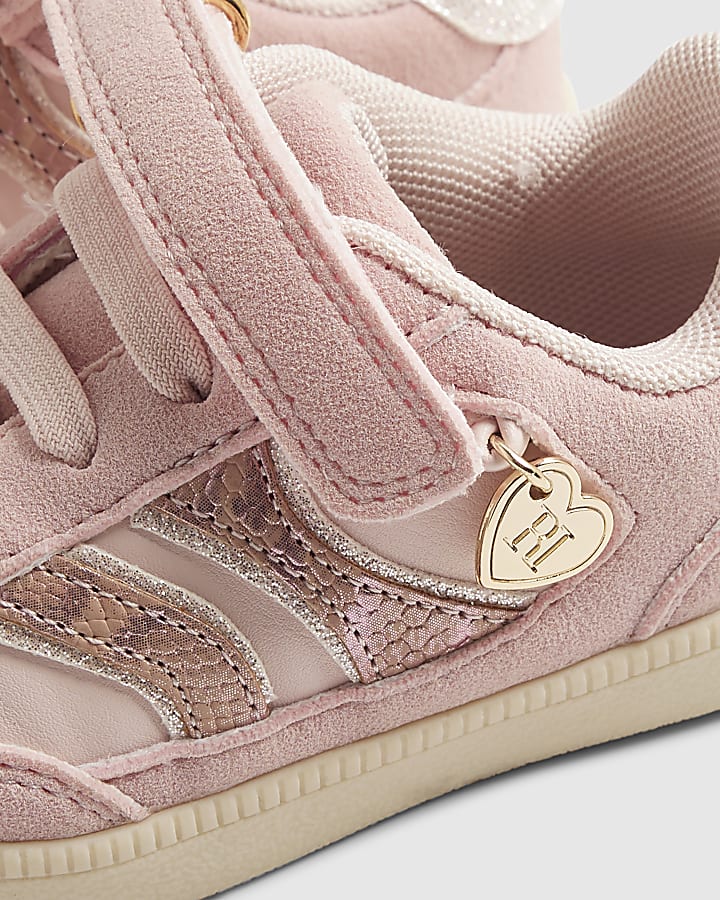 Mini Girls Pink Snake Print Trainers