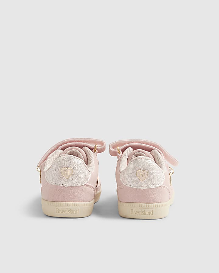 Mini Girls Pink Snake Print Trainers