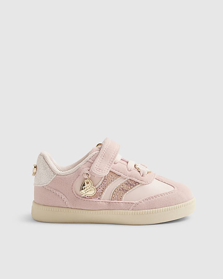 Mini Girls Pink Snake Print Trainers