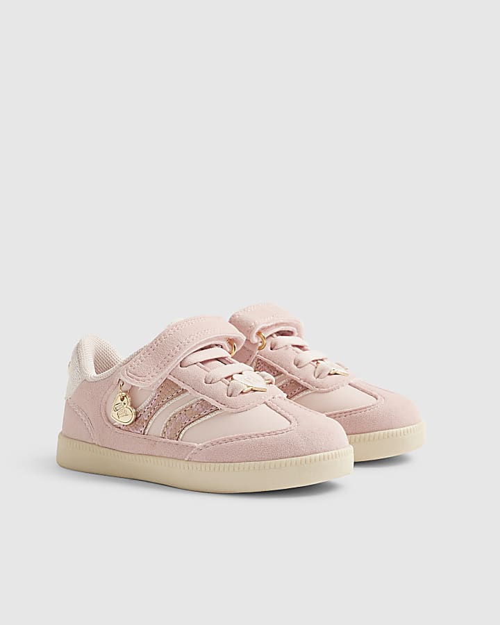 Mini Girls Pink Snake Print Trainers