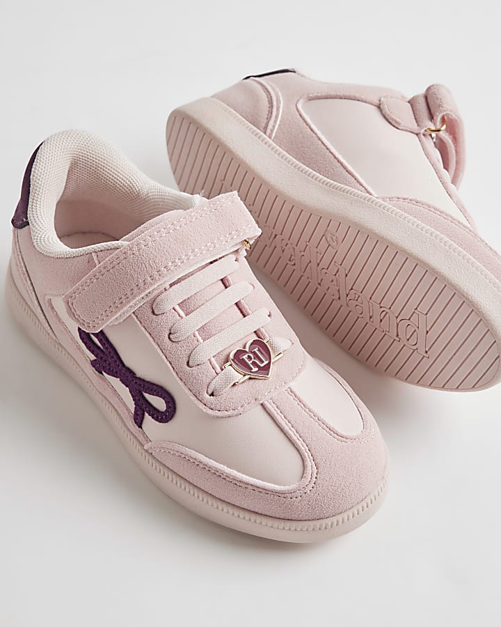 Girls Pink Bow Trainers