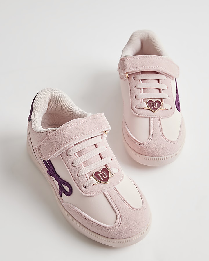 Girls Pink Bow Trainers