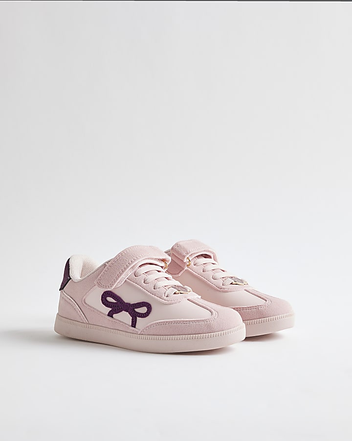 Girls Pink Bow Trainers