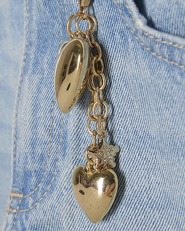 Girls Wide Leg Heart Keyring Jeans