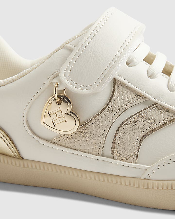 Girls White Snake Print Trainers