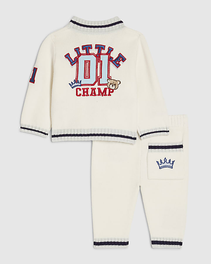 Baby Boys Cream Little Champ Cardigan Set