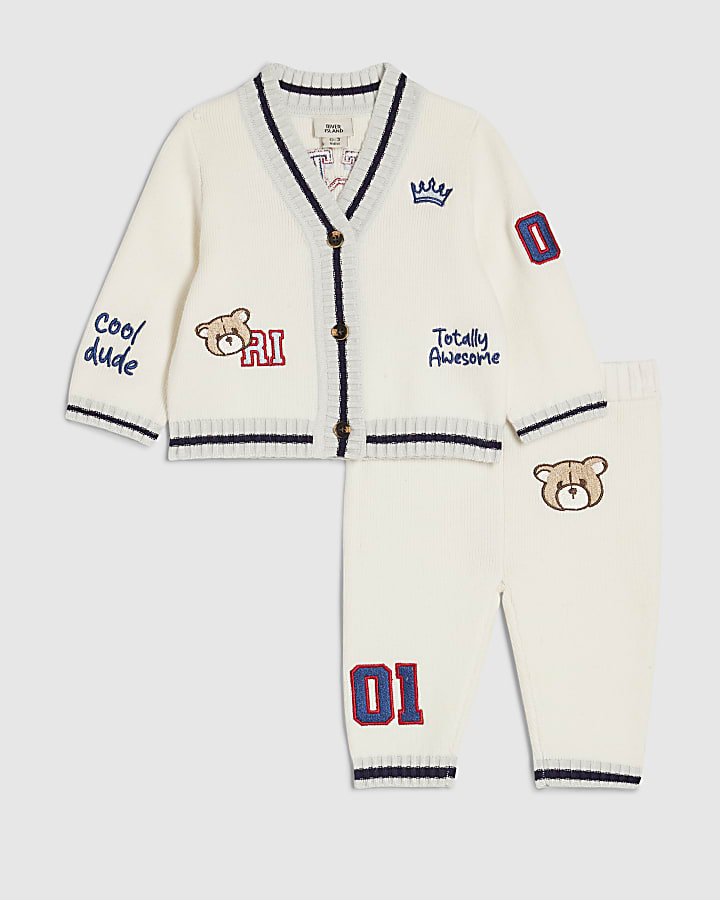 Baby Boys Cream Little Champ Cardigan Set