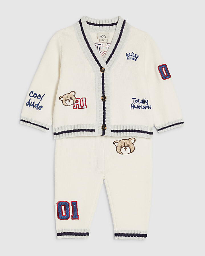 Baby Boys Cream Little Champ Cardigan Set