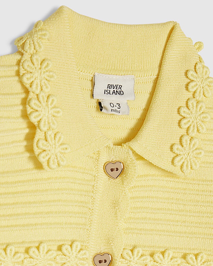 Baby Girls Yellow Daisy Cardigan Shorts Set