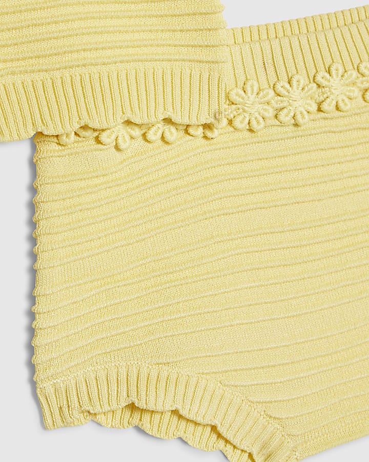 Baby Girls Yellow Daisy Cardigan Shorts Set