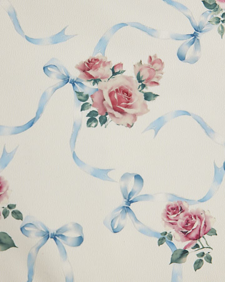 Girls White Floral Print Active Tank Top